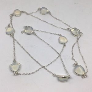 Handmade Jewelry - Long Opalite and Silver Necklace Handmade Jewelry - Long Opalite and Silver Necklace